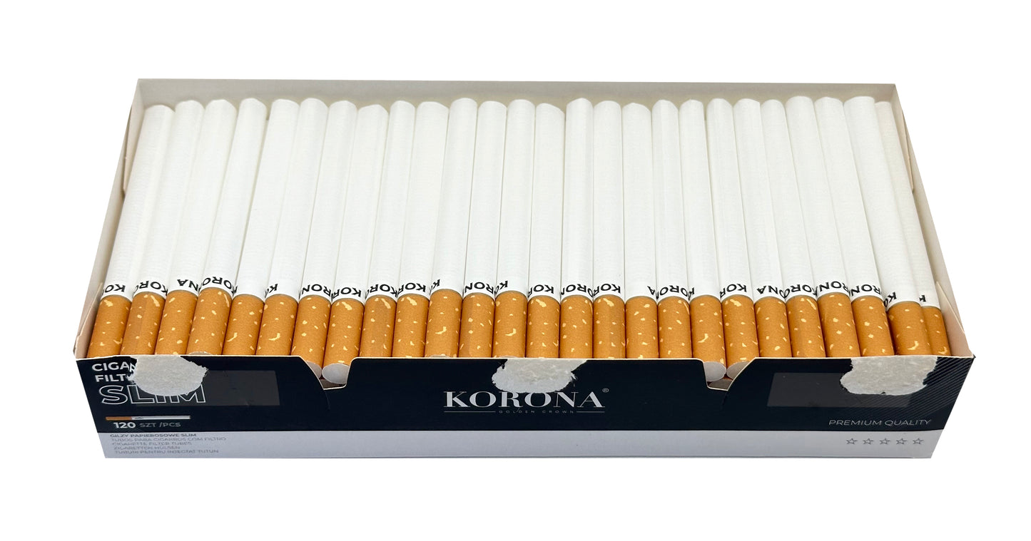 120 X Korona 6.5mm Slim Filter Tubes Premium Quality. 120 Tubes Per Pack