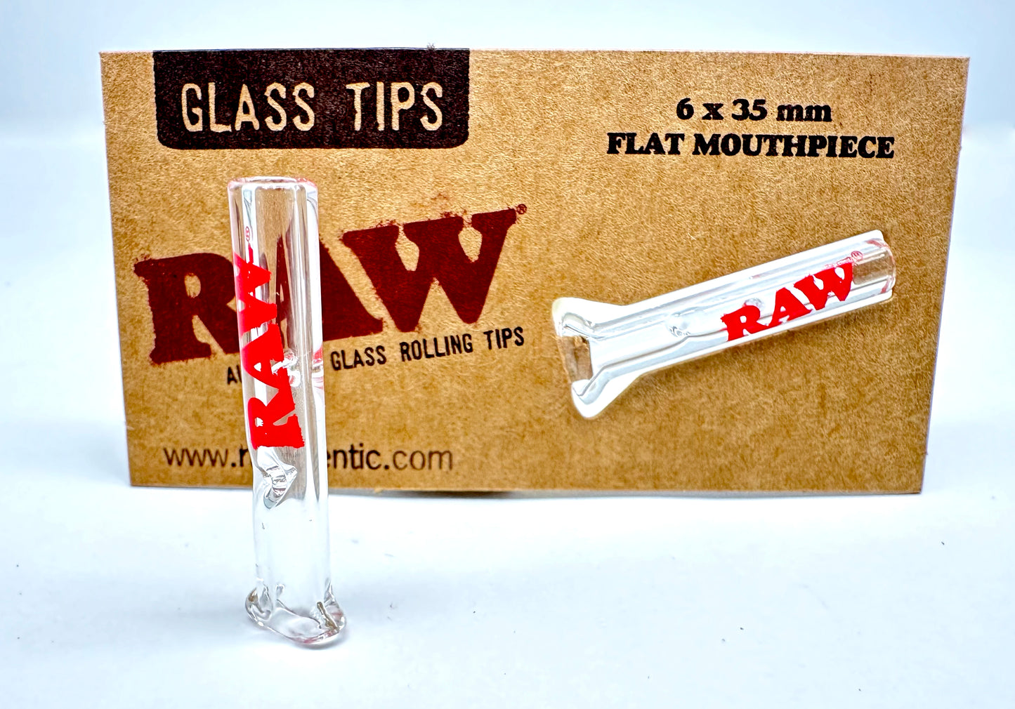 RAW Glass Tip Round and Flat Mouthpiece Filter Smoking Papers Tips 6 x 34mm