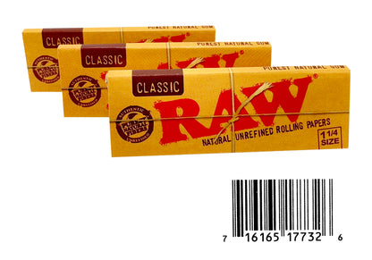 Raw Classic 1-1/4 Size Rolling Papers. One Booklet