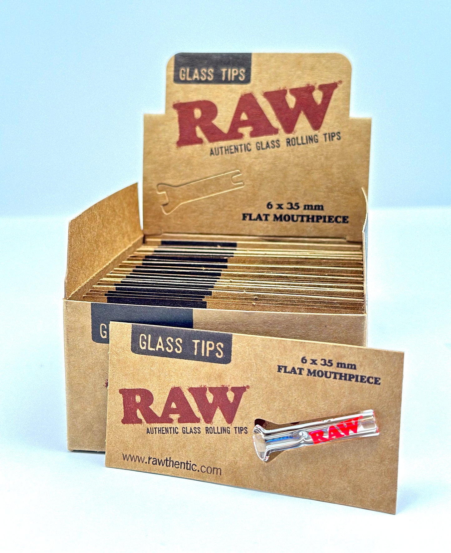 RAW Glass Tip Round and Flat Mouthpiece Filter Smoking Papers Tips 6 x 34mm