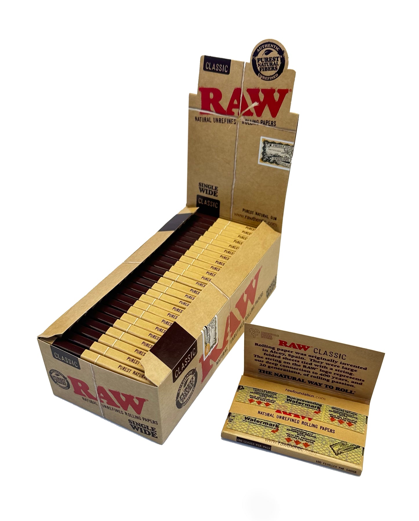 RAW Rolling Paper Classic Single Wide Double. One Booklet
