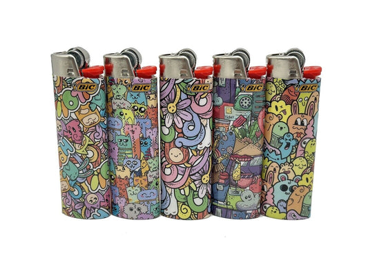 1 X Large BIC Lighter Multicoloured. Designs Selected Randomly